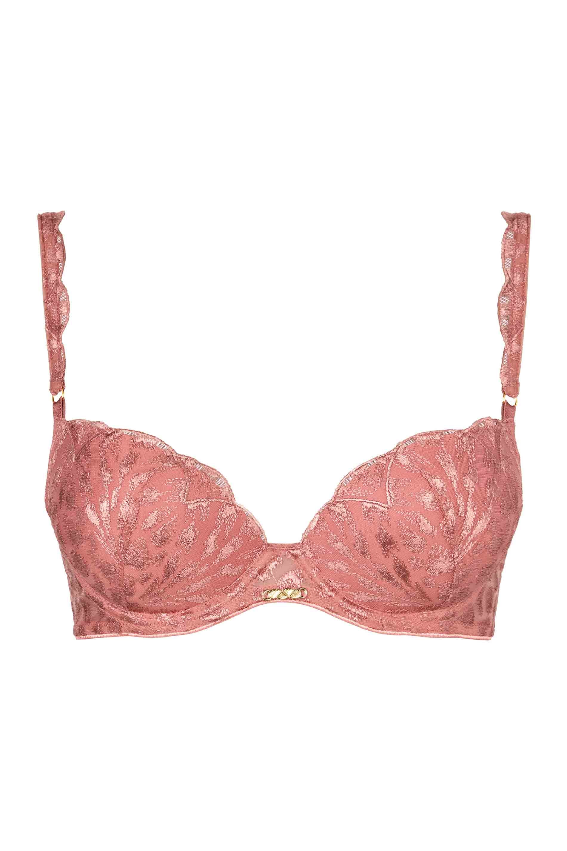 PADDED PLUNGE BRA - WARM PINK / fs