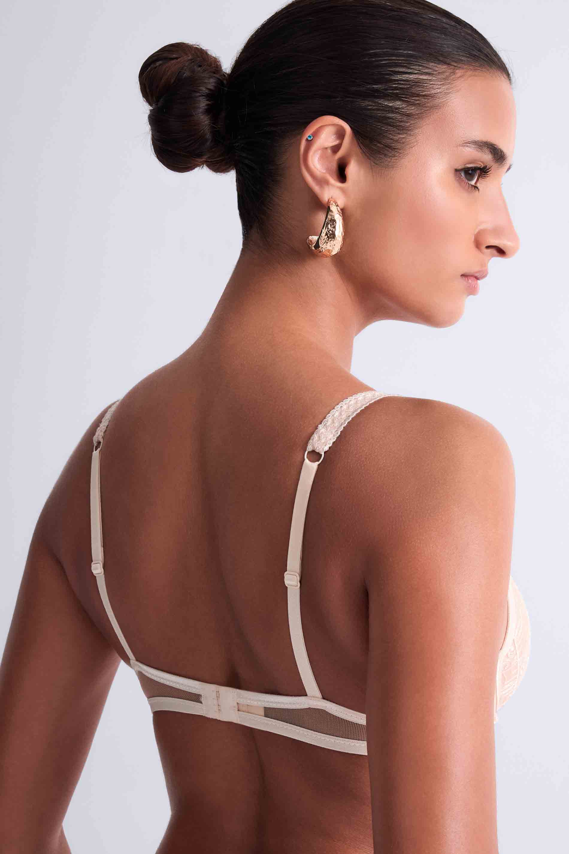 PADDED PLUNGE BRA - DUNE / back