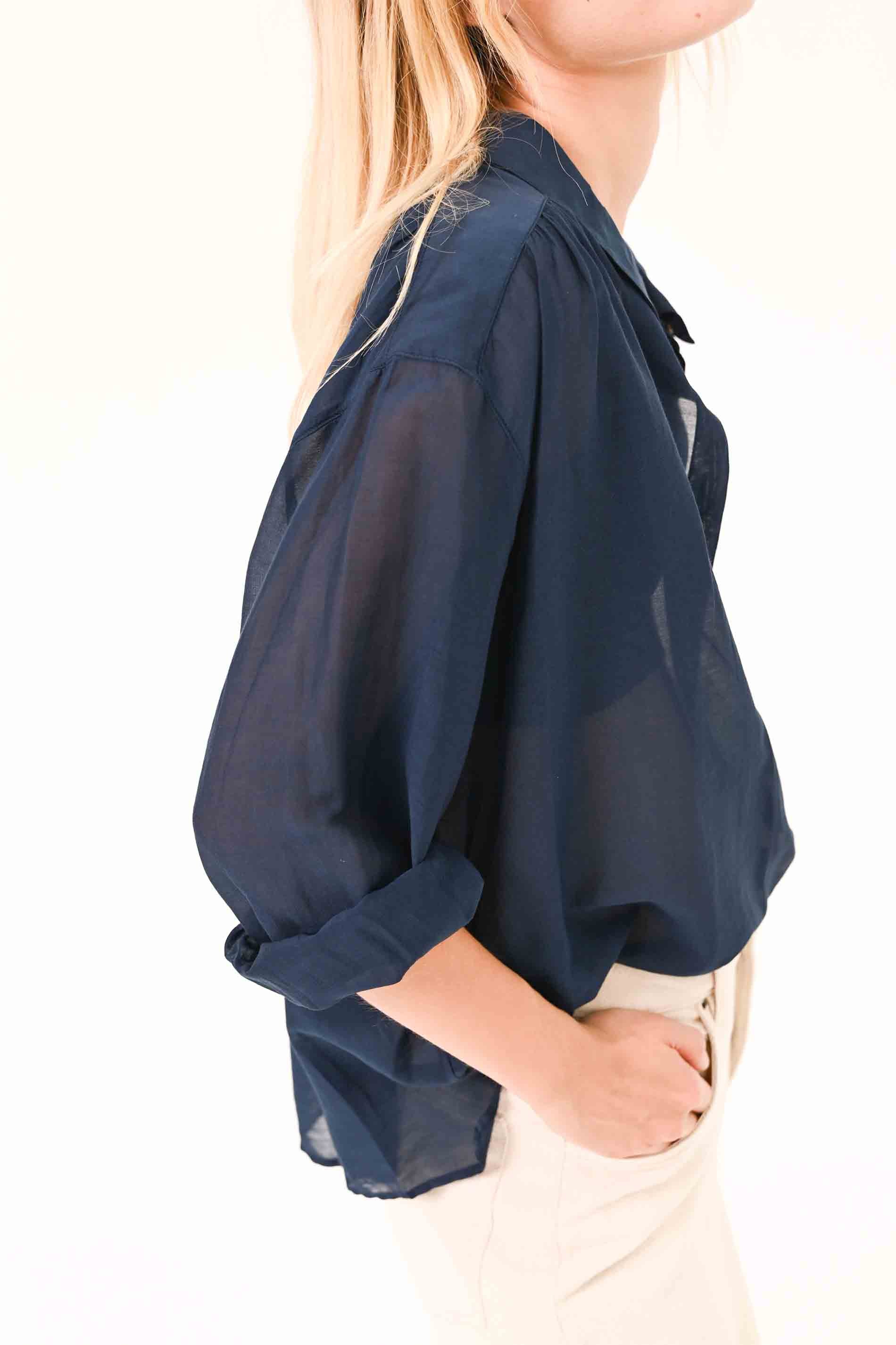 CHEMISE SOIE - BLEU / detail01