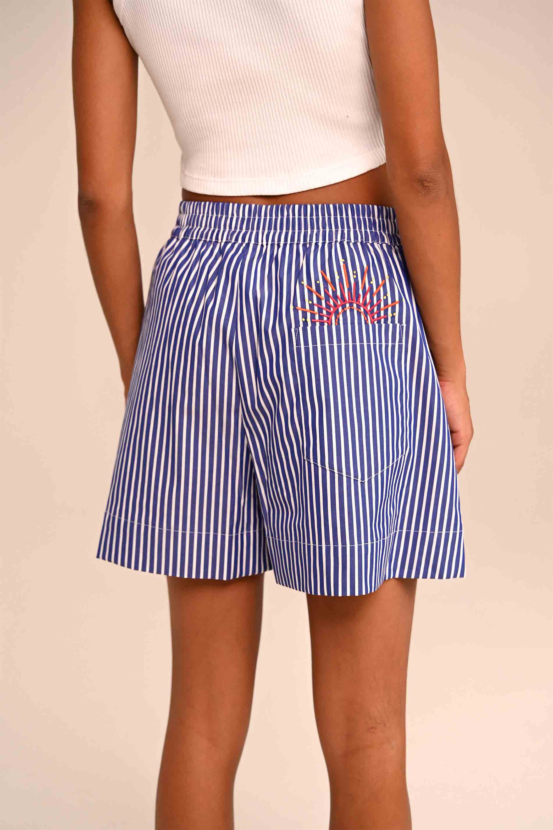 SHORT BRODE - BLEU / back