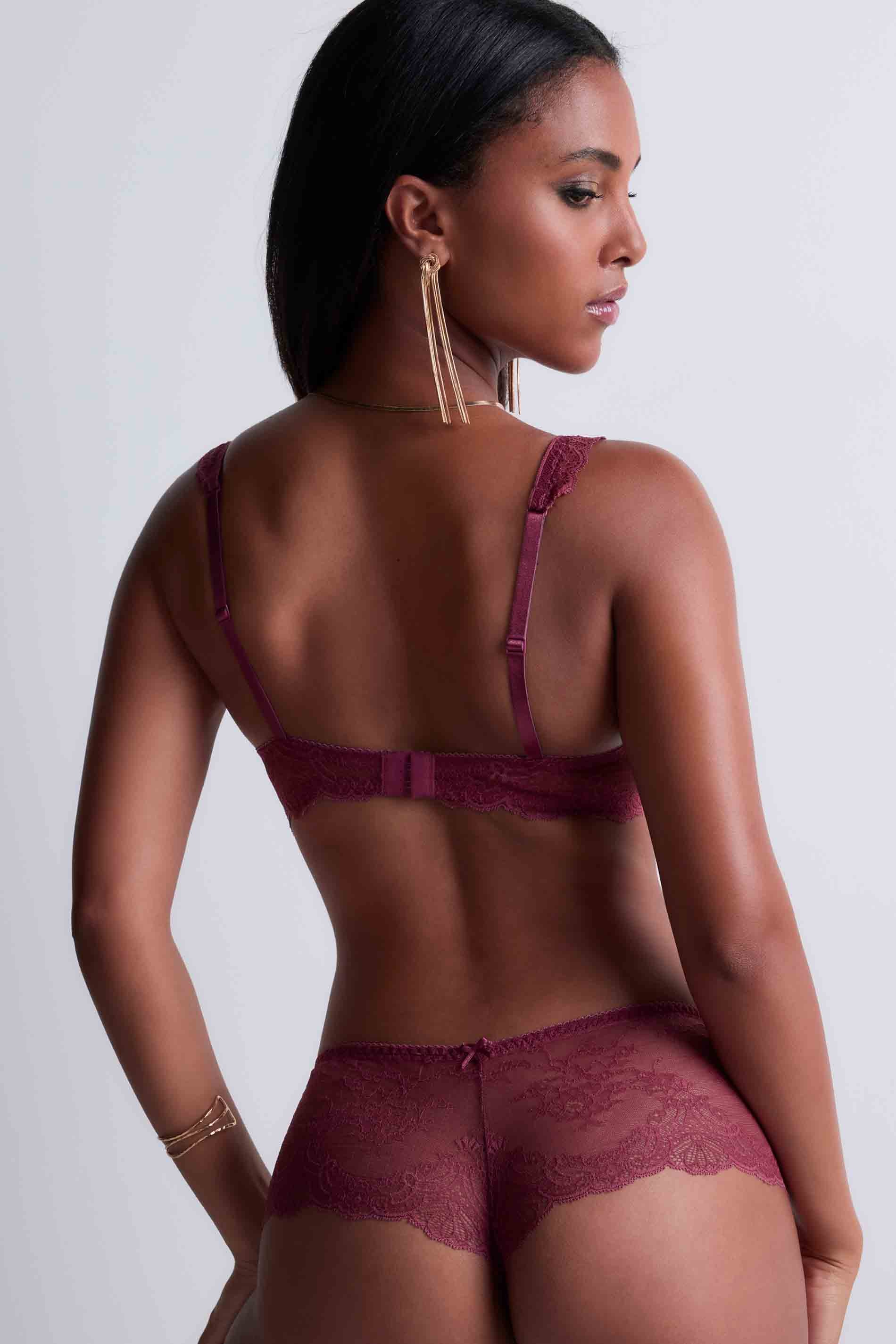 PLUNGE BRA - MULBERRY / back
