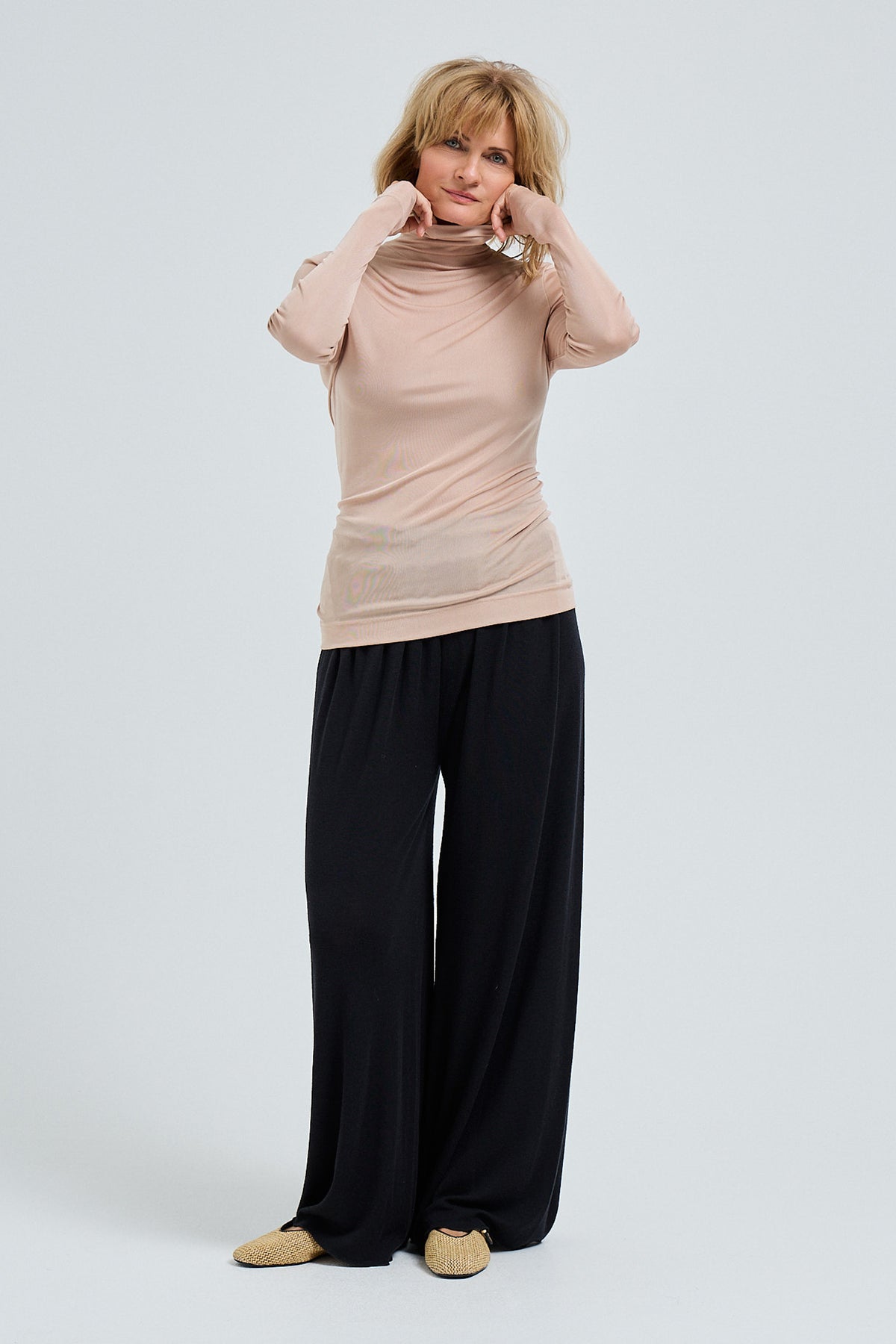 Sheer Roll Neck - rosie beige