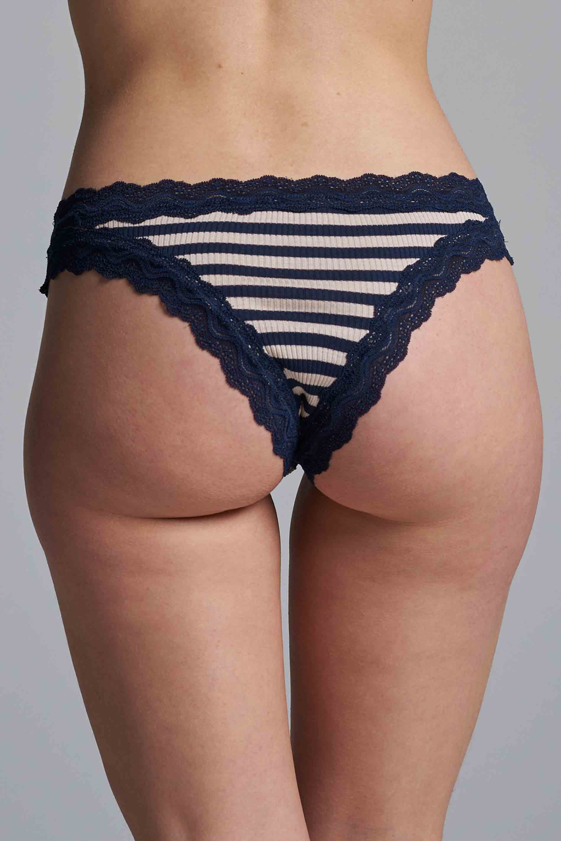 Silky Tanga - navy/beige