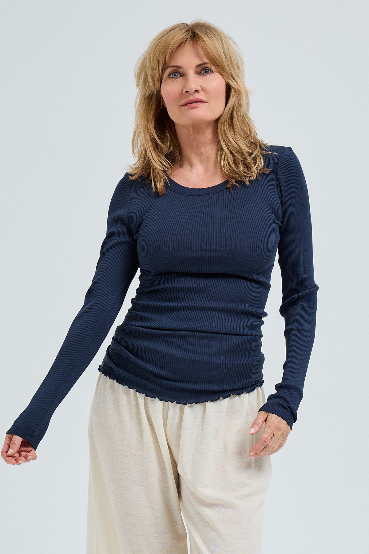 Blouse Silky Fiore - navy