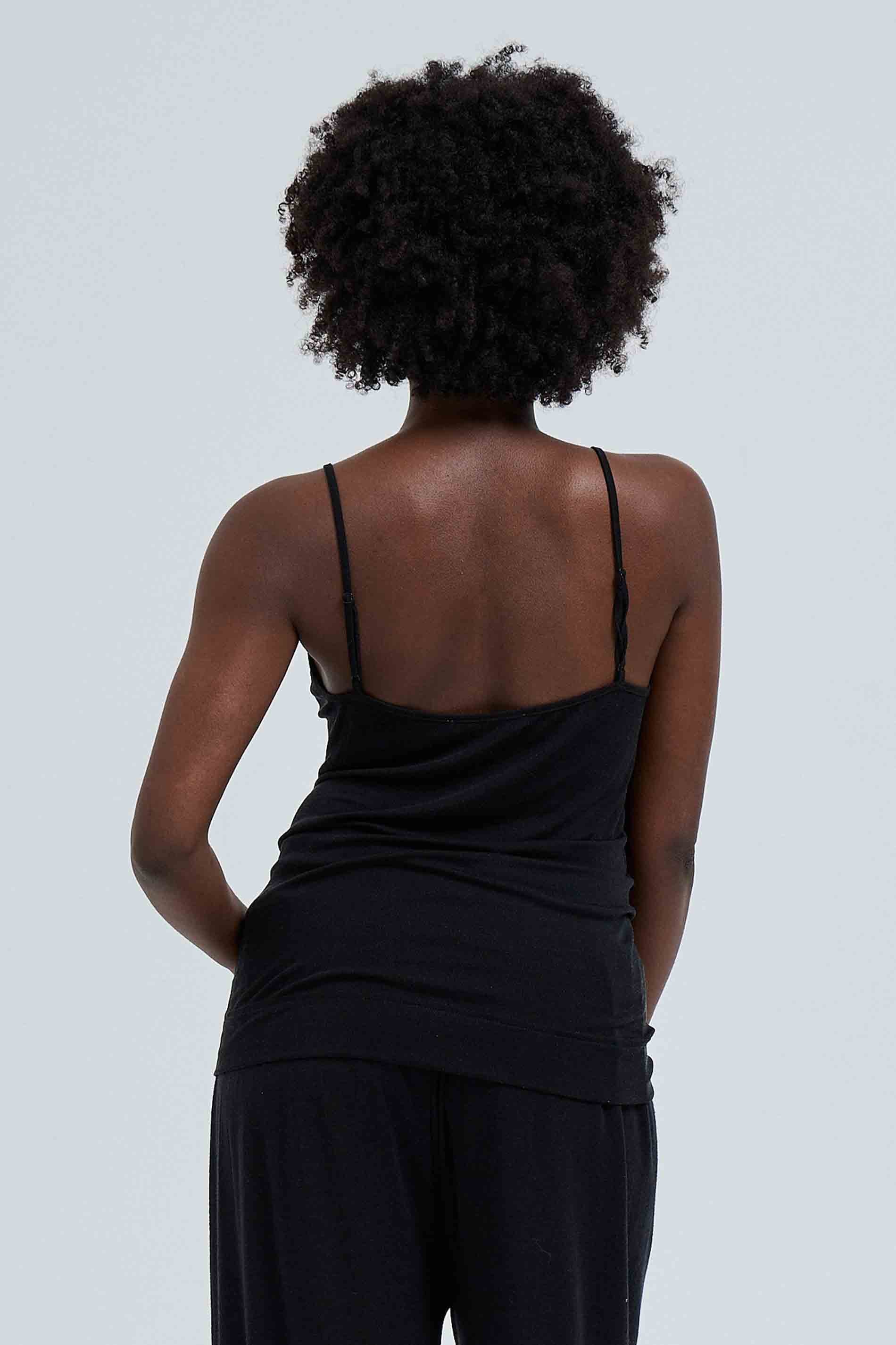 Cami Top Lace Silk - Black with Rosie Beige