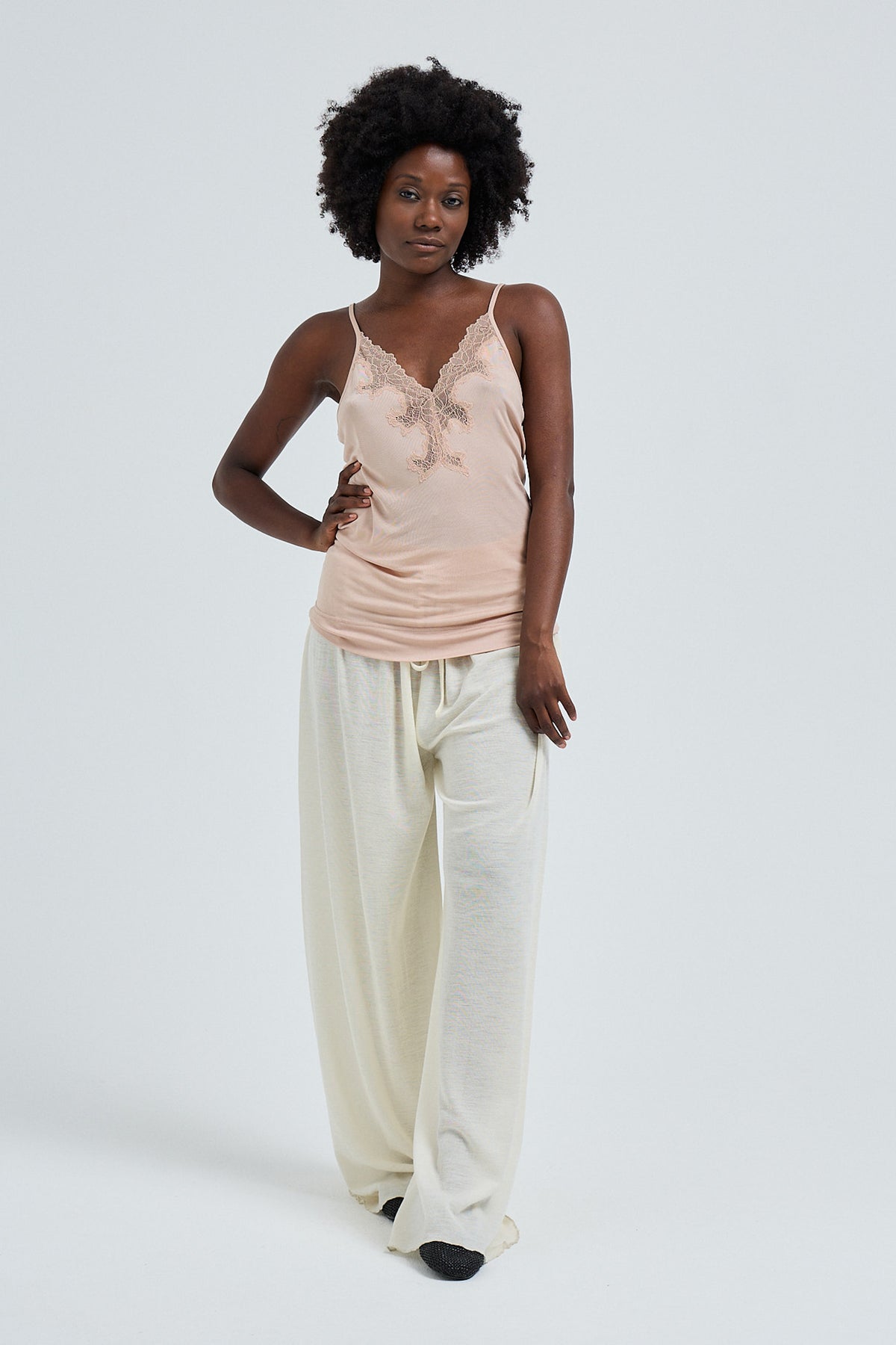 Cami Top Lace Silk - rosie beige