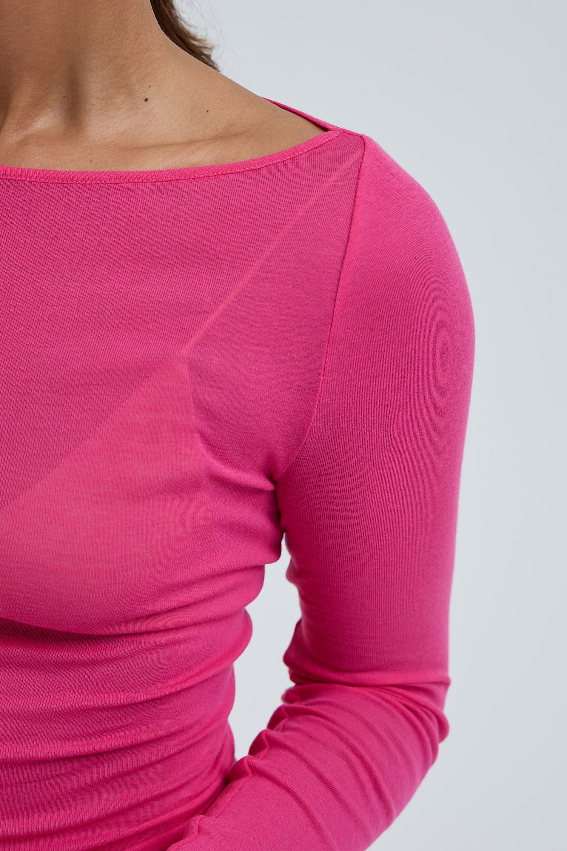L/S Shirt Cotton Boat Neck - Berry Pink