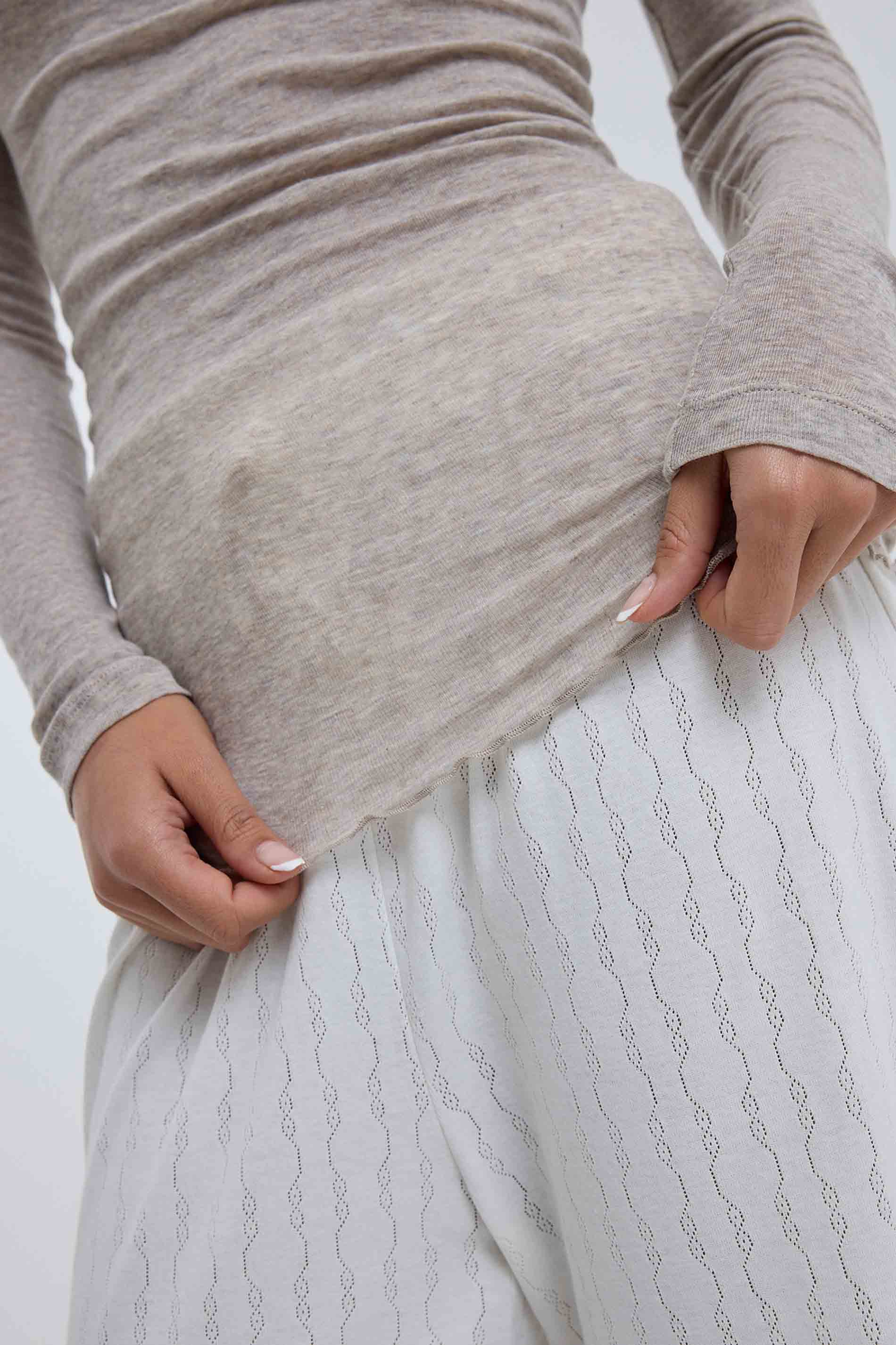 L/S Shirt Cotton Boat Neck - Desert Melange / detail01