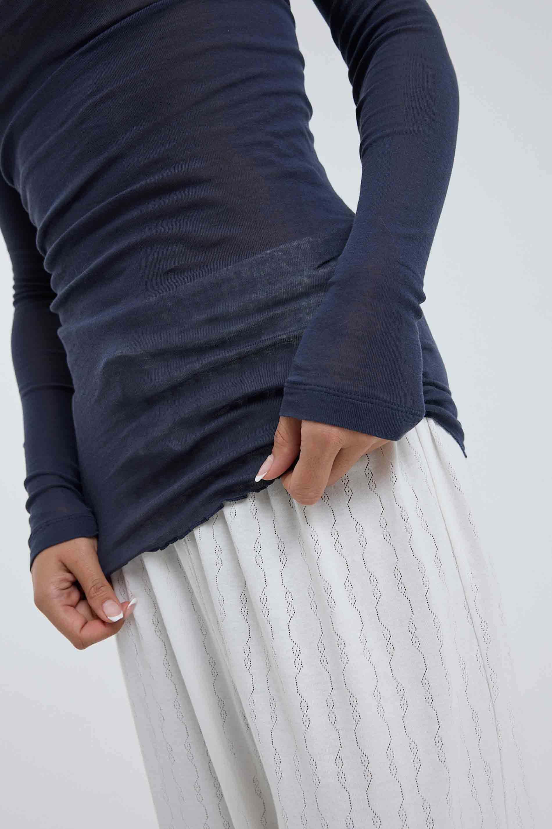 L/S Shirt Cotton Boat Neck - Midnight / detail02