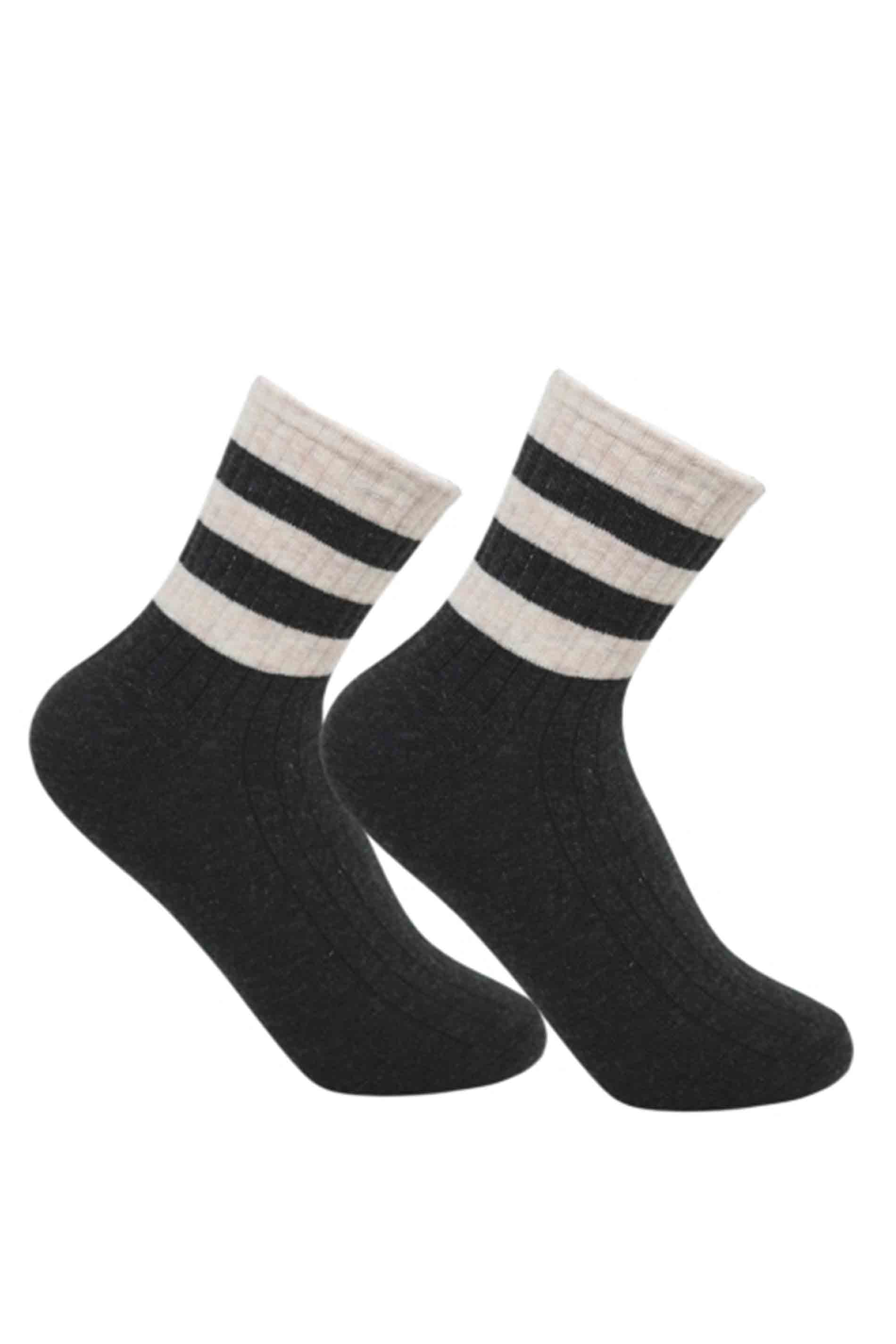 wool stripe - grau creme / front
