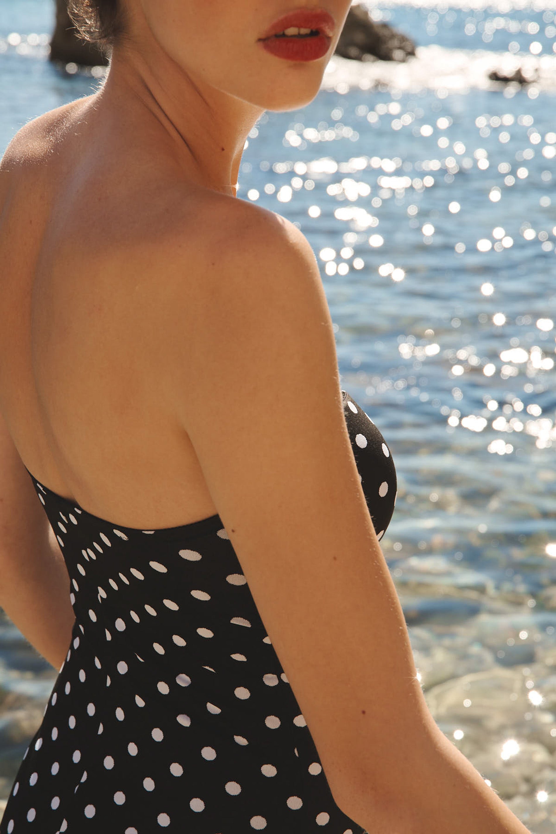 Elisa One-Piece Swimsuit - white dots