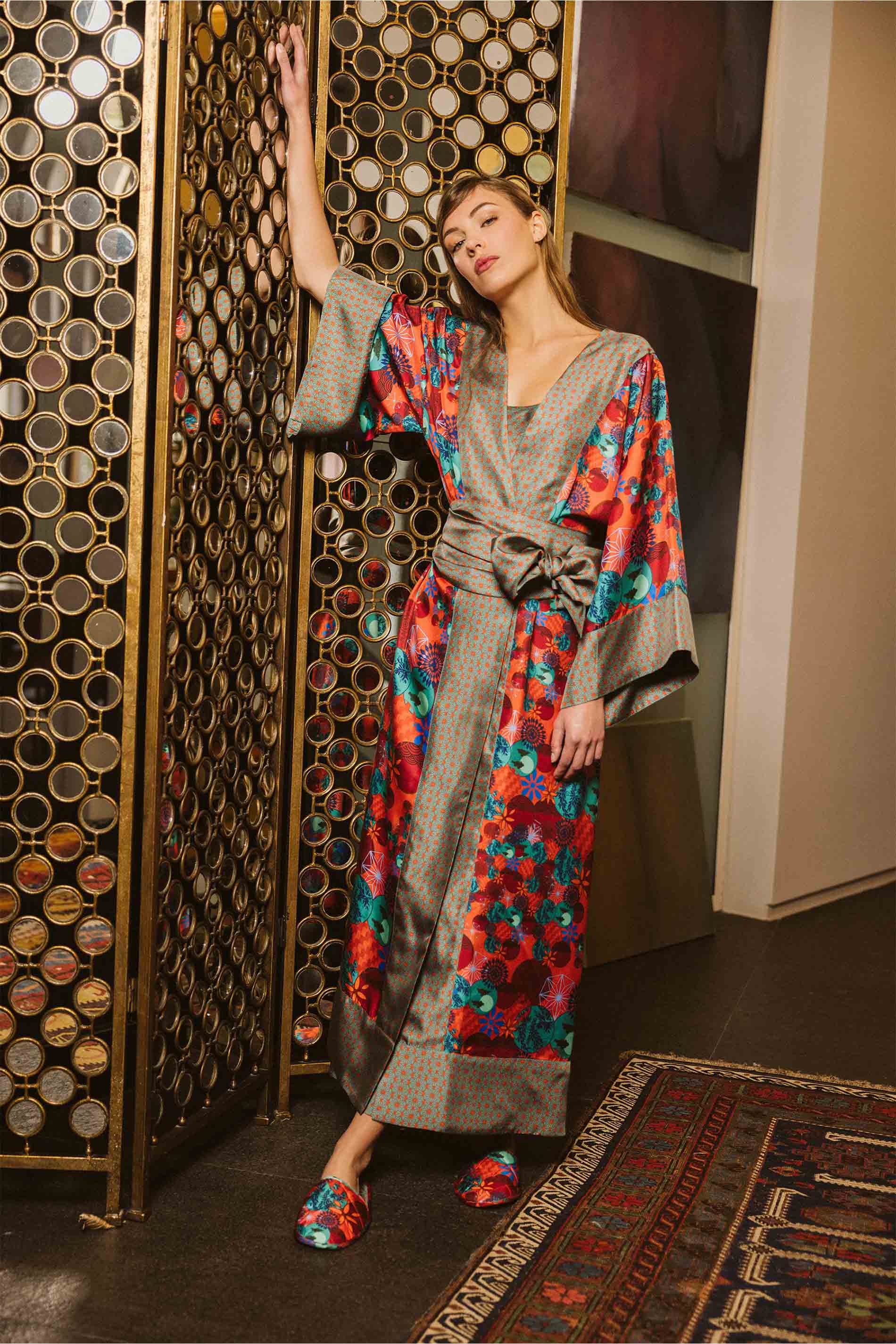 KOBE KIMONO  - tama coral / front