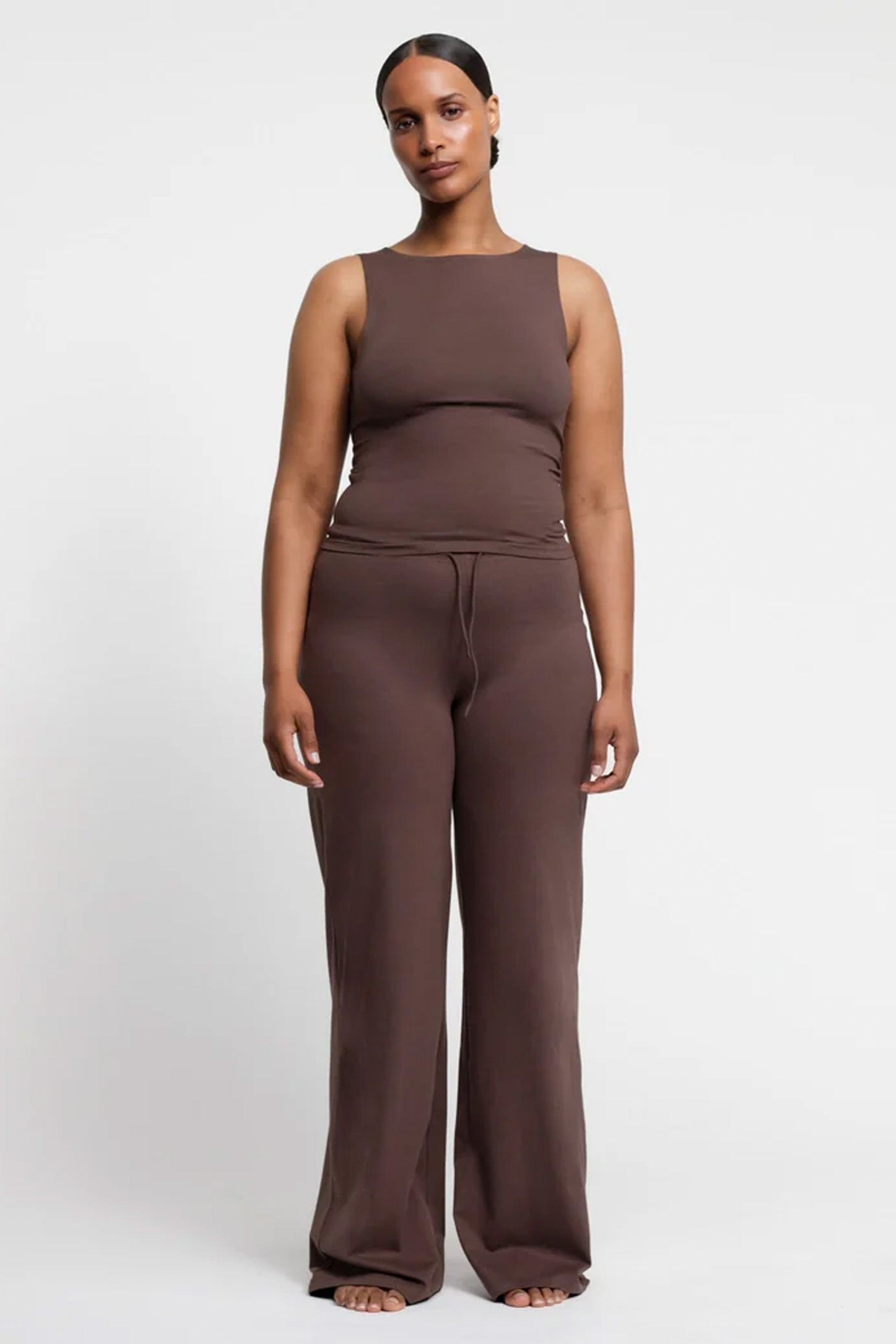 Everyday broek met rechte pijpen - truffel