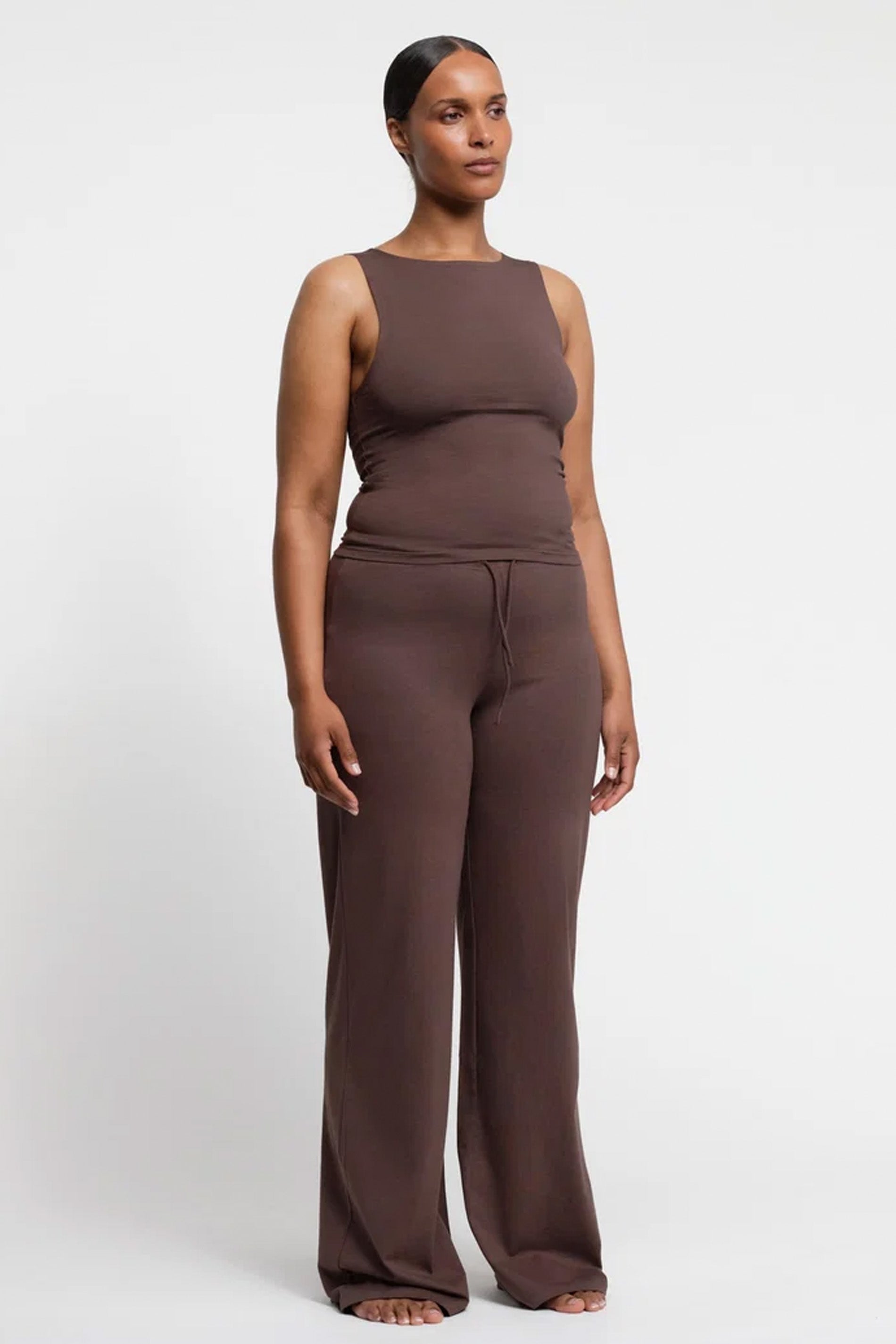 Everyday broek met rechte pijpen - truffel