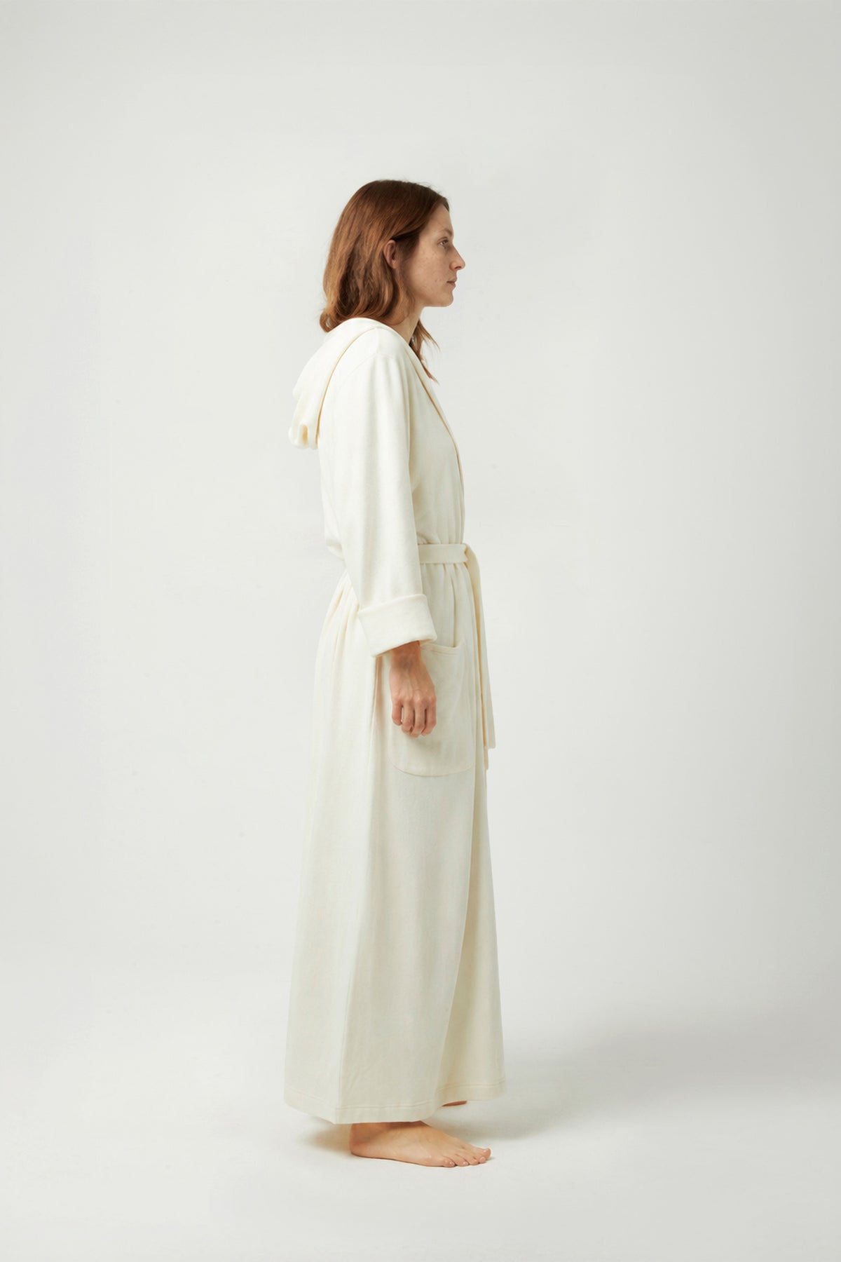 Women's robe knitted - IVORY/BEIGE
