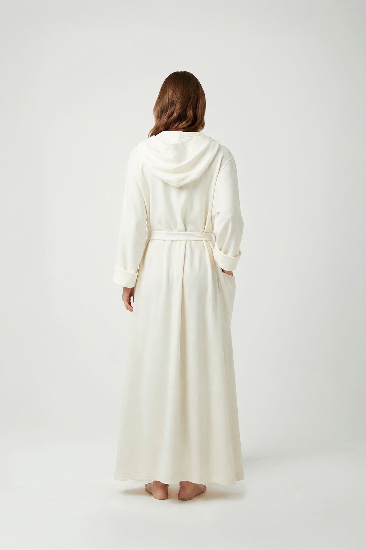 Women's robe knitted - IVORY/BEIGE