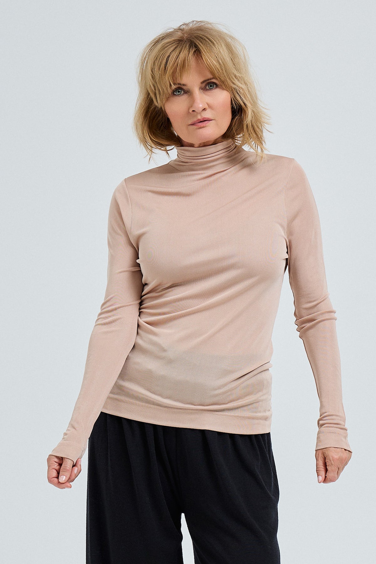 Sheer Roll Neck - rosie beige