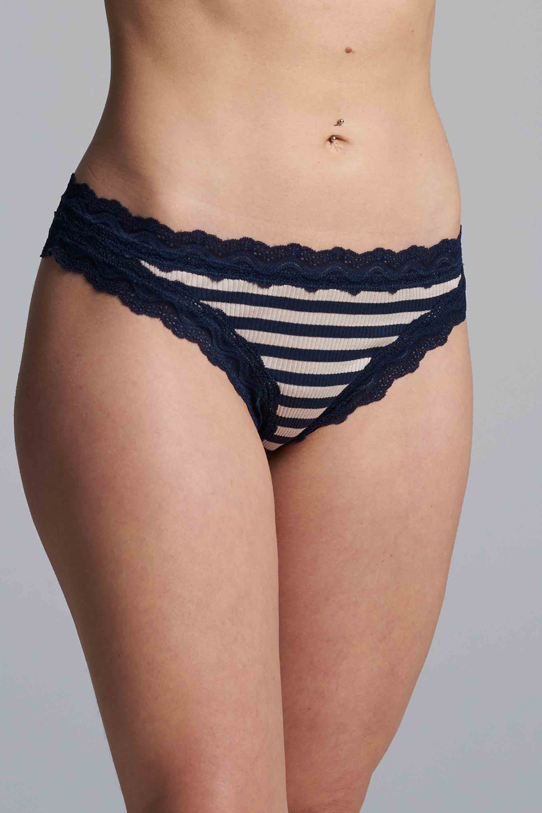 Silky Tanga - navy/beige
