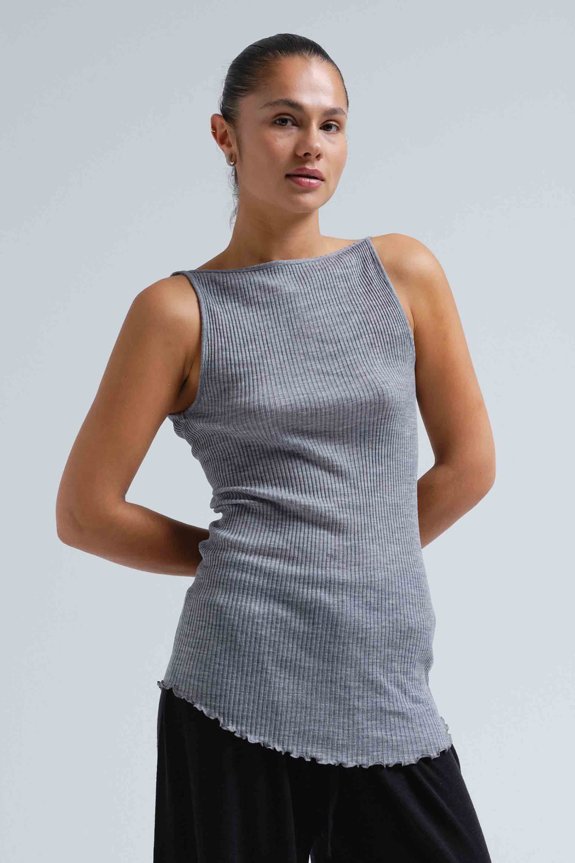 Strap Top Fresco - grey melange