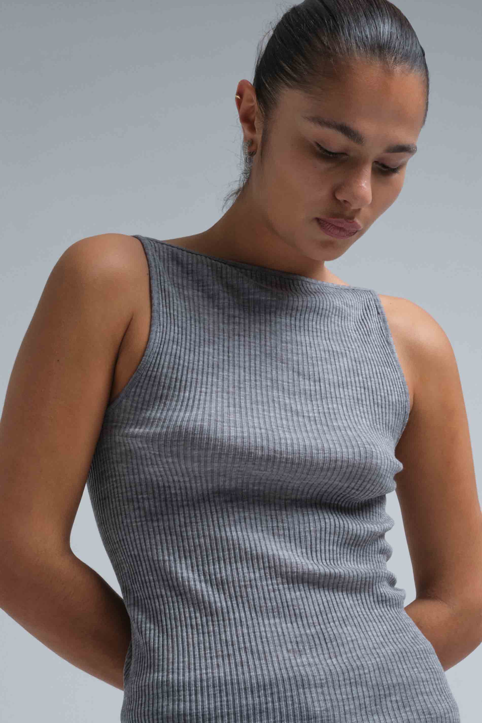 Strap Top Fresco - grey melange