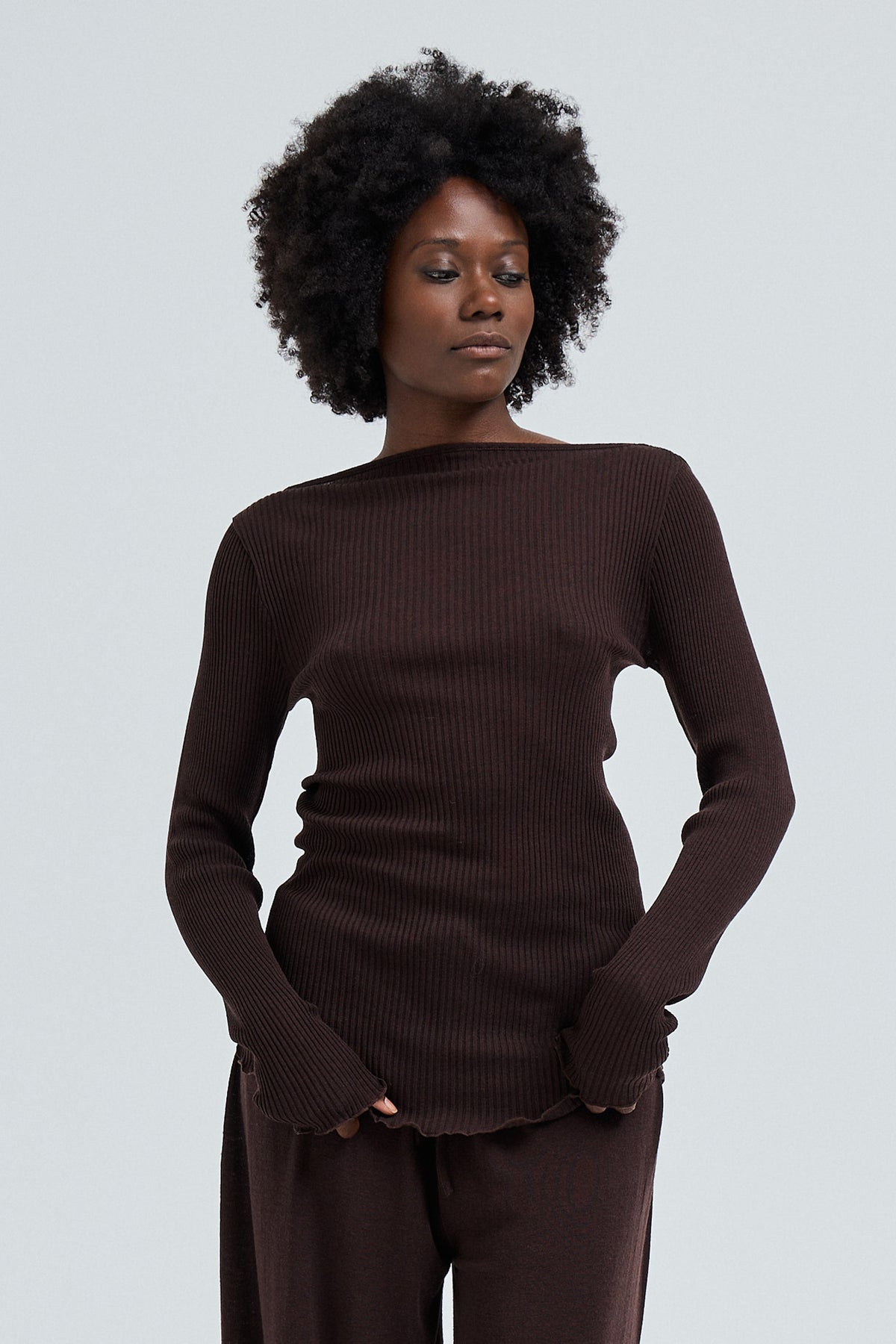 L/S T-Shirt Elegante - dark brown
