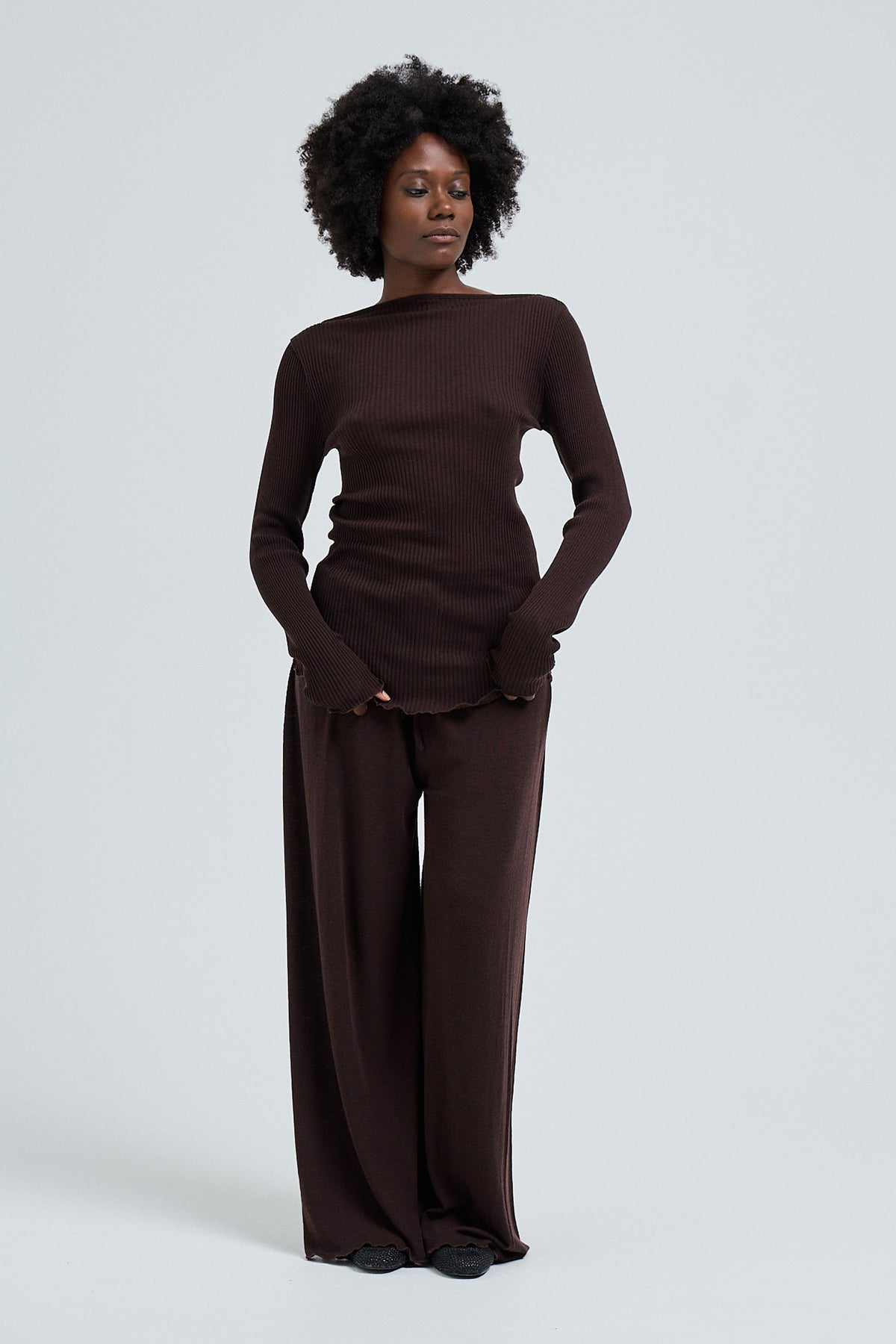 L/S T-Shirt Elegante - dark brown