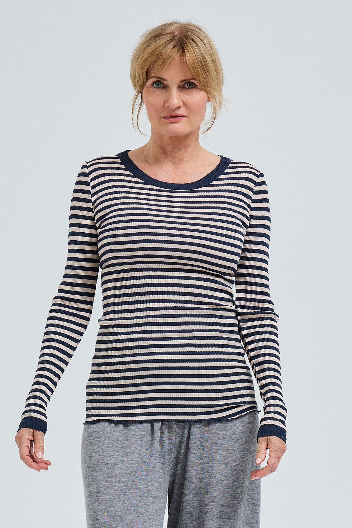 Blouse Silky Fiore - navy/beige