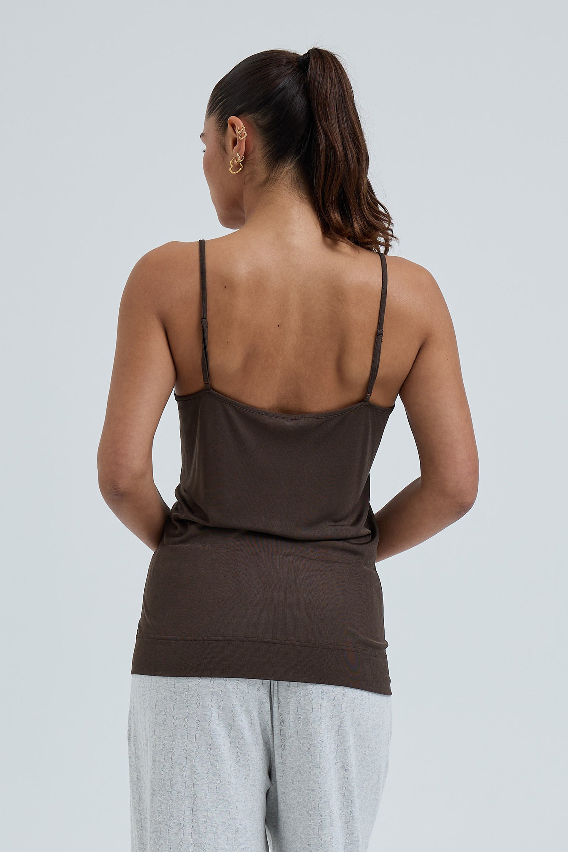 Cami Top Kant Zijde - Umberbruin
