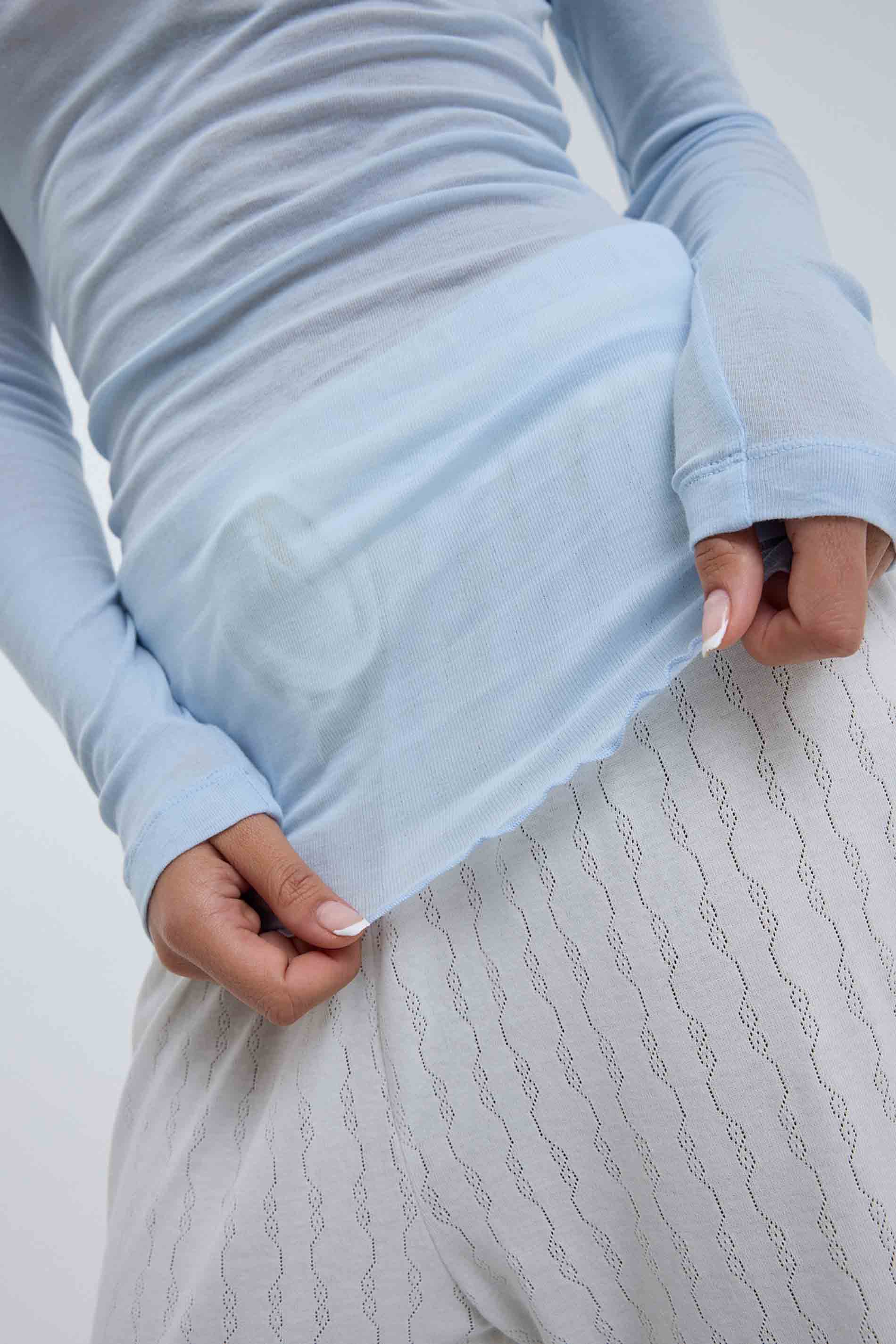 L/S Shirt Cotton Boat Neck - Hazy Sky / detail01