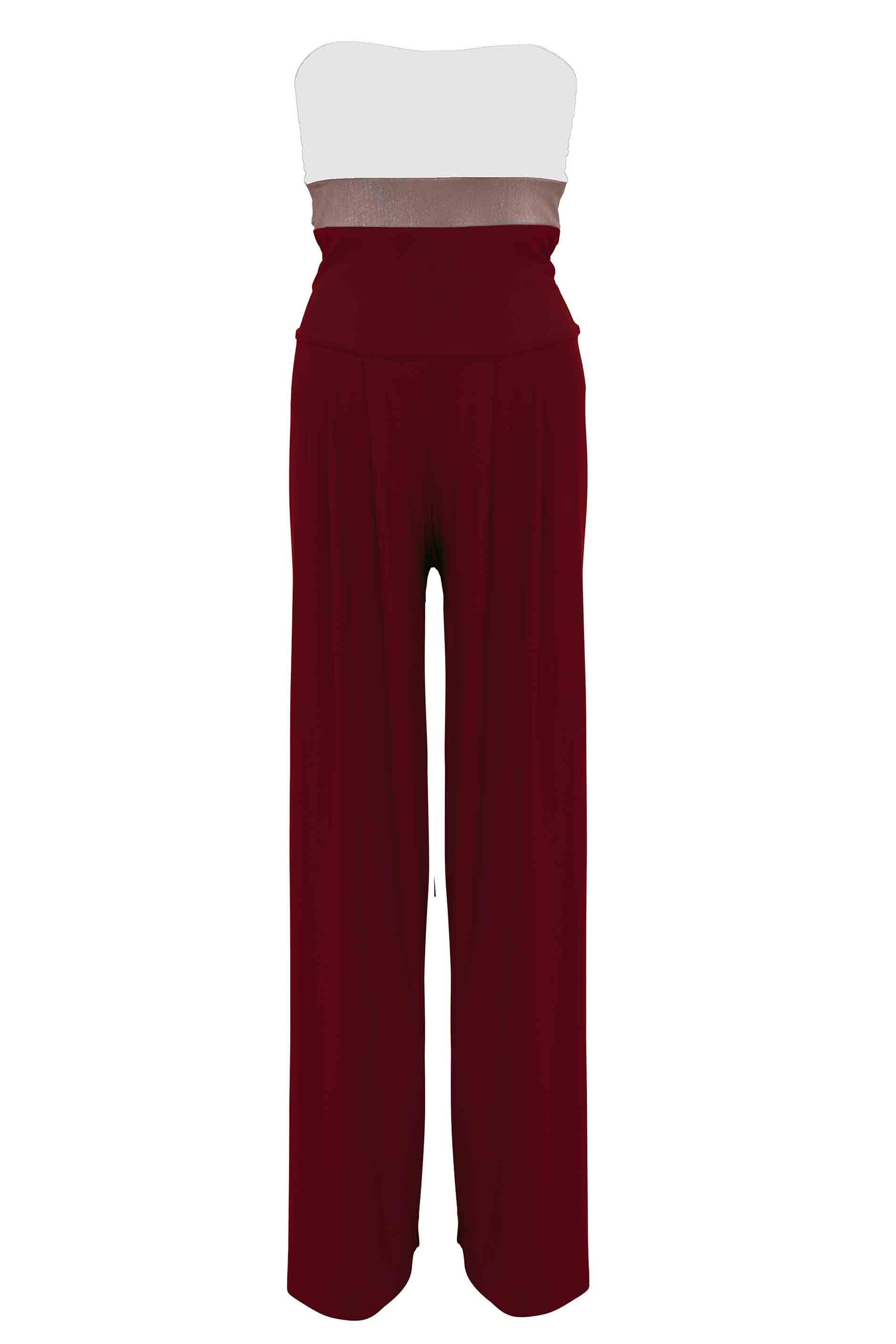 Strapless overall - burgandy/white / fs